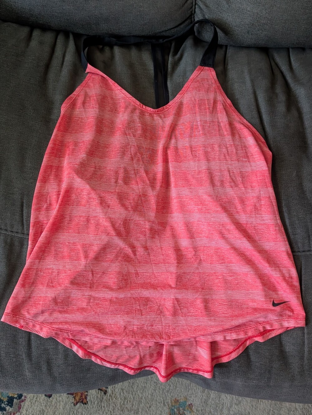 Nike Coral Pink Strappy Tank Top with Black Straps